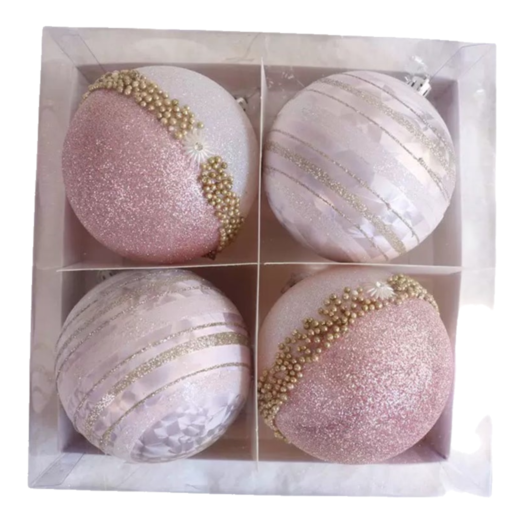 Fêtes Couture - Set Châu Sparkle Velour Christmas Ornaments - Moyenne 8.0 4Pcs-TRANG TRÍ GIÁNG SINH-CẬU HAI HOME DECOR-CẬU HAI HOME DECOR