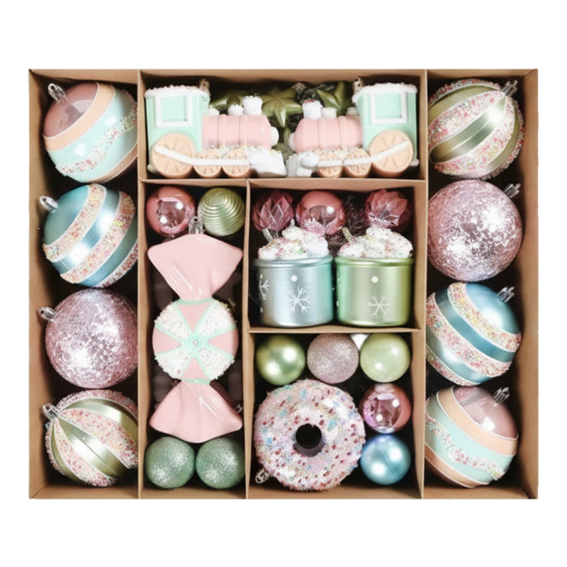 Fêtes Couture - Set Châu Trang Trí Giáng Sinh Cotton Candy Plush Pink   70Pcs