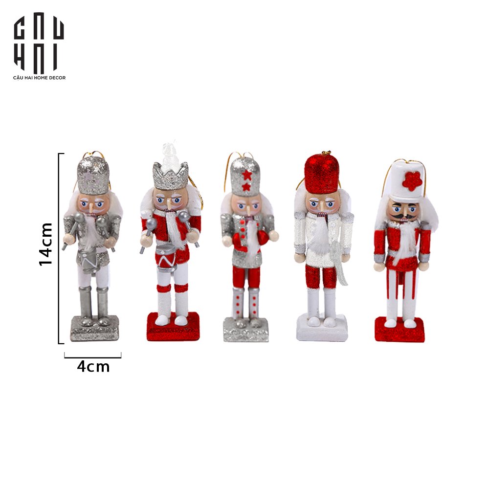 Fêtes Couture - Tượng Mini Nutcracker 5Pcs - Red-TƯỢNG TRANG TRÍ-Đối tác tại Trung Quốc theo từng đơn đặt hàng-CẬU HAI HOME DECOR