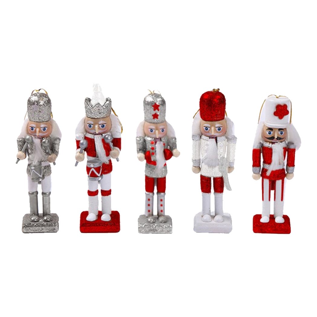 Fêtes Couture - Tượng Mini Nutcracker 5Pcs - Red-TƯỢNG TRANG TRÍ-Đối tác tại Trung Quốc theo từng đơn đặt hàng-CẬU HAI HOME DECOR