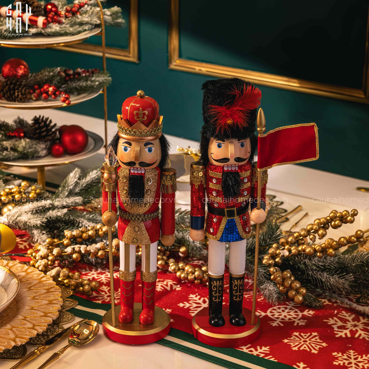 Fêtes Couture - Tượng Nutcracker 35Cm Scepter-TƯỢNG TRANG TRÍ-Đối tác tại Trung Quốc theo từng đơn đặt hàng-CẬU HAI HOME DECOR