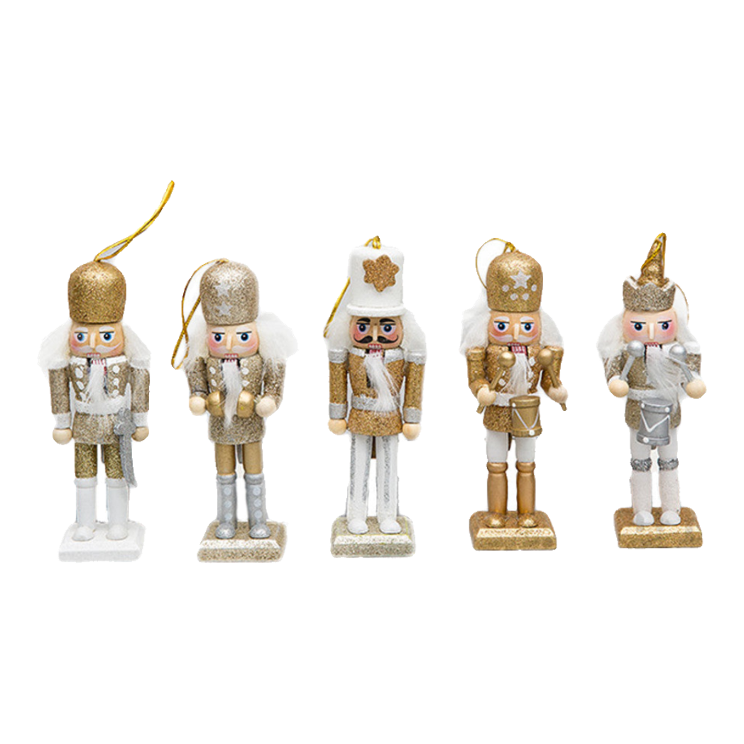 Fêtes Couture - Tượng Nutcracker 5Pcs - Gold-TƯỢNG TRANG TRÍ-Đối tác tại Trung Quốc theo từng đơn đặt hàng-CẬU HAI HOME DECOR