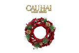 Fêtes Couture - Vòng Giáng Sinh Velvet Pine Christmas Wreath-TRANG TRÍ GIÁNG SINH-Đối tác tại Trung Quốc theo từng đơn đặt hàng-NHỎ-CẬU HAI HOME DECOR