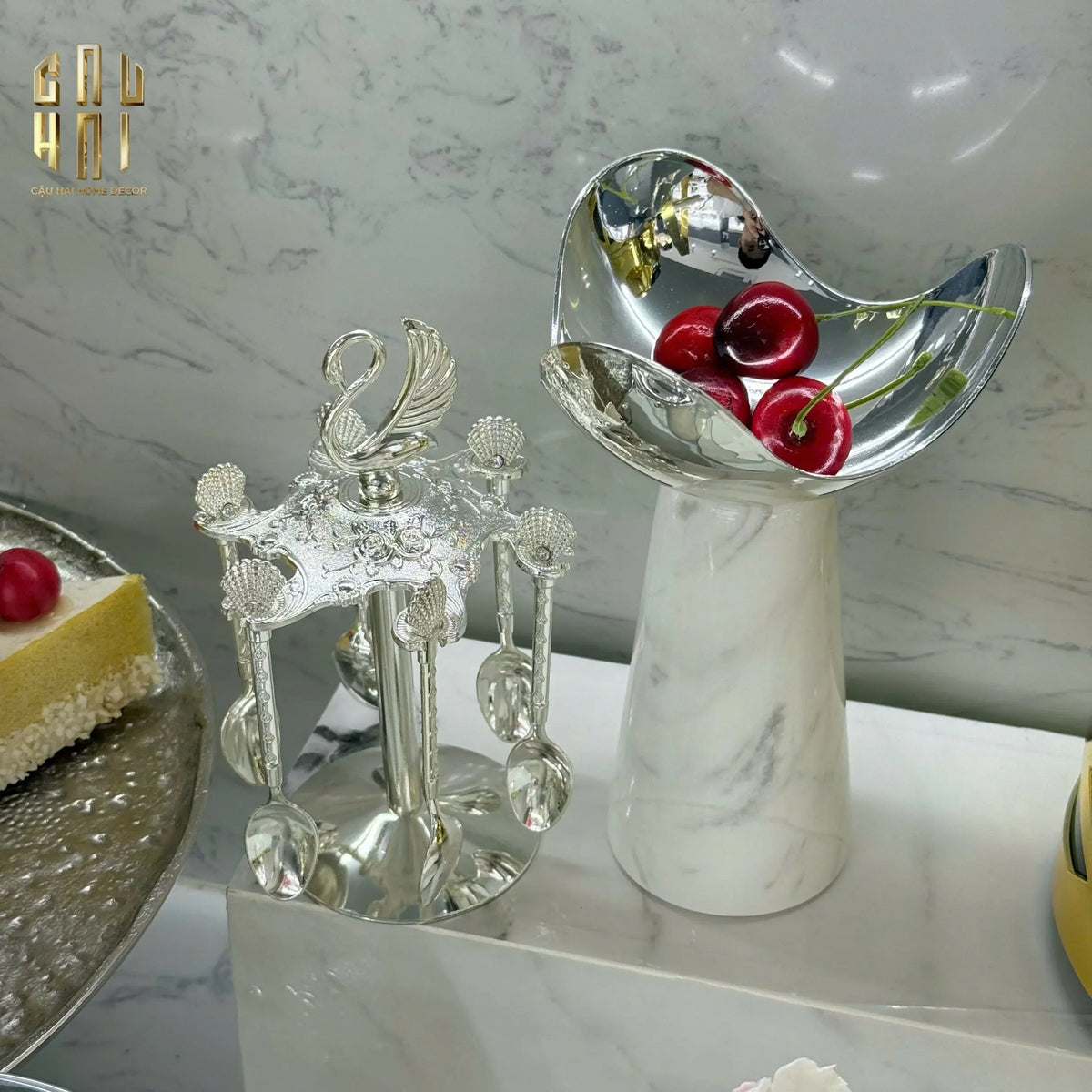 Fruit Bowl Skyborn Silver-SET CHÉN DĨA-Đối tác tại Trung Quốc theo từng đơn đặt hàng-CẬU HAI HOME DECOR
