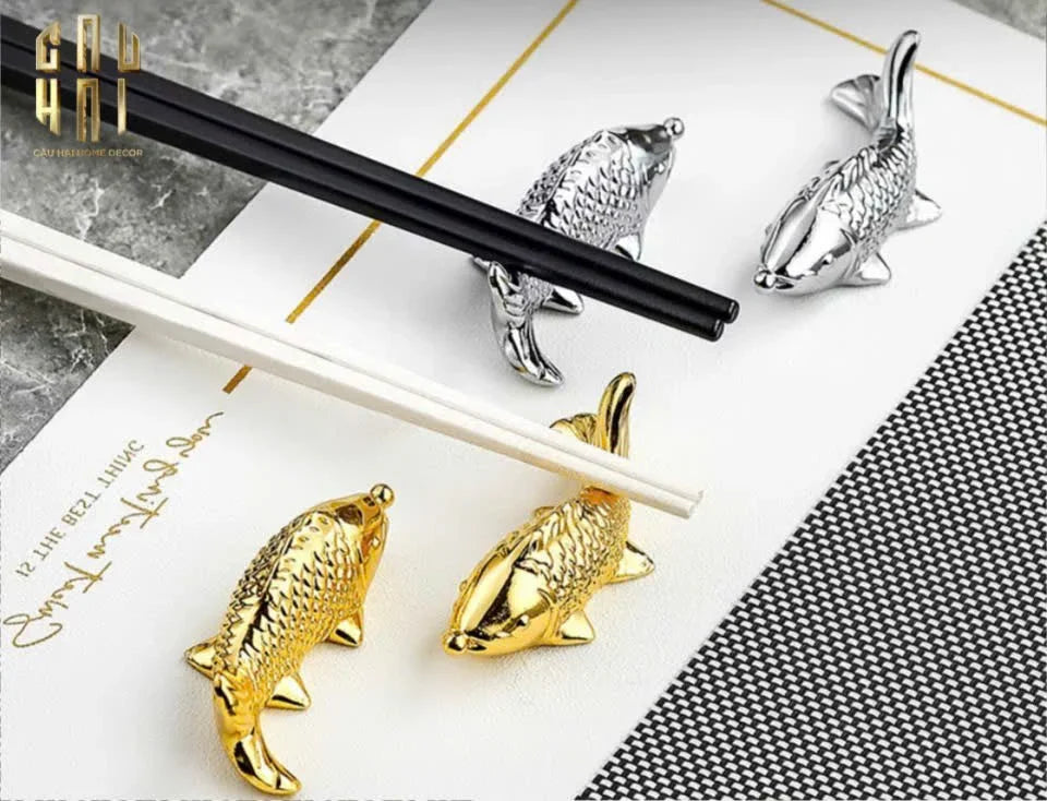 Gác Đũa - Stainless Steel Chopstick Rest Gold Fish-Dinner Cutlery Set Dao Muỗng Nĩa-Đối tác tại Trung Quốc theo từng đơn đặt hàng-CẬU HAI HOME DECOR