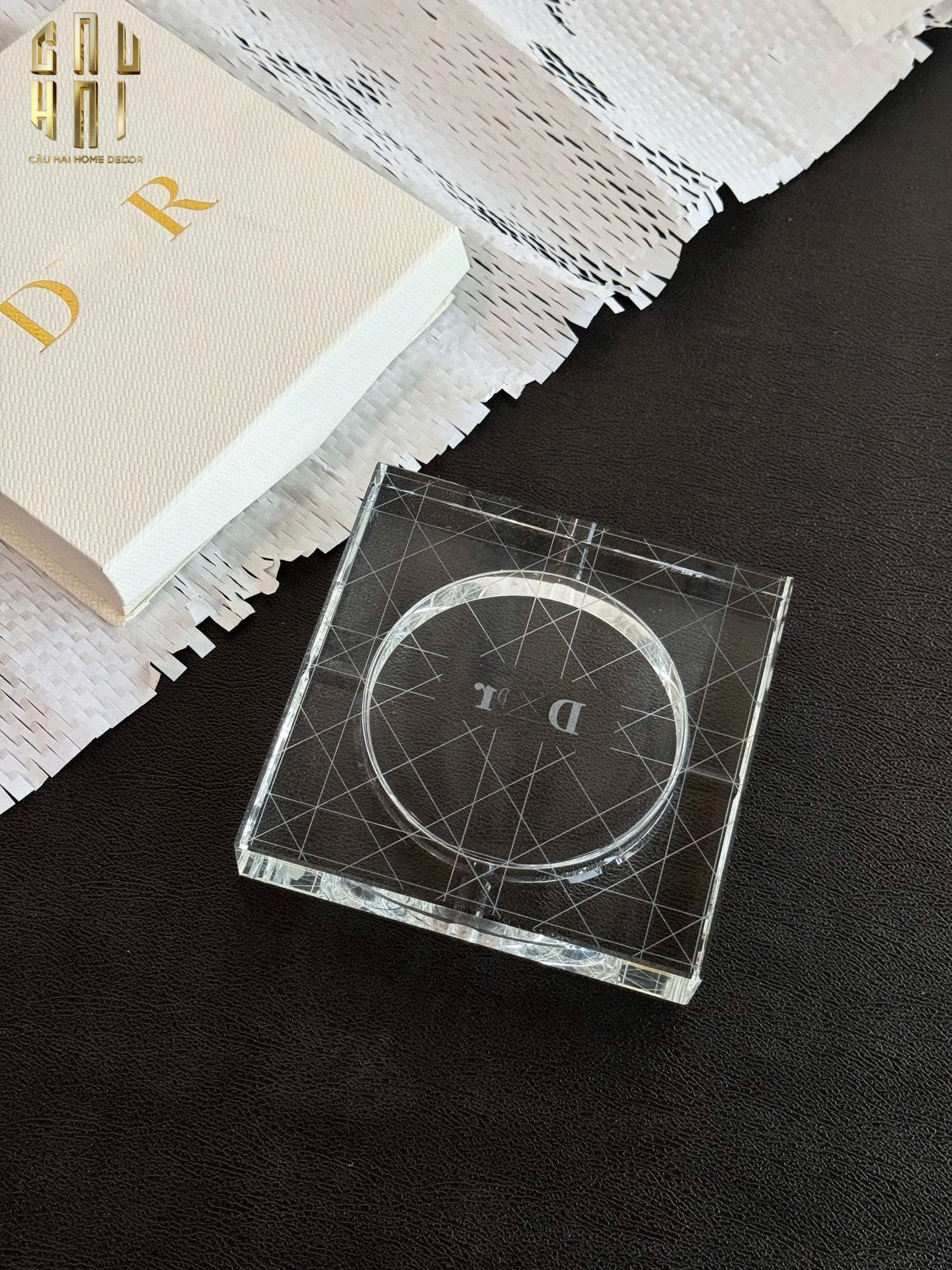 HOME COUTURE - GẠT TÀN CRYSTAL D.O ASHTRAY FULL BOX SIZE 15 - CẬU HAI HOME DECOR