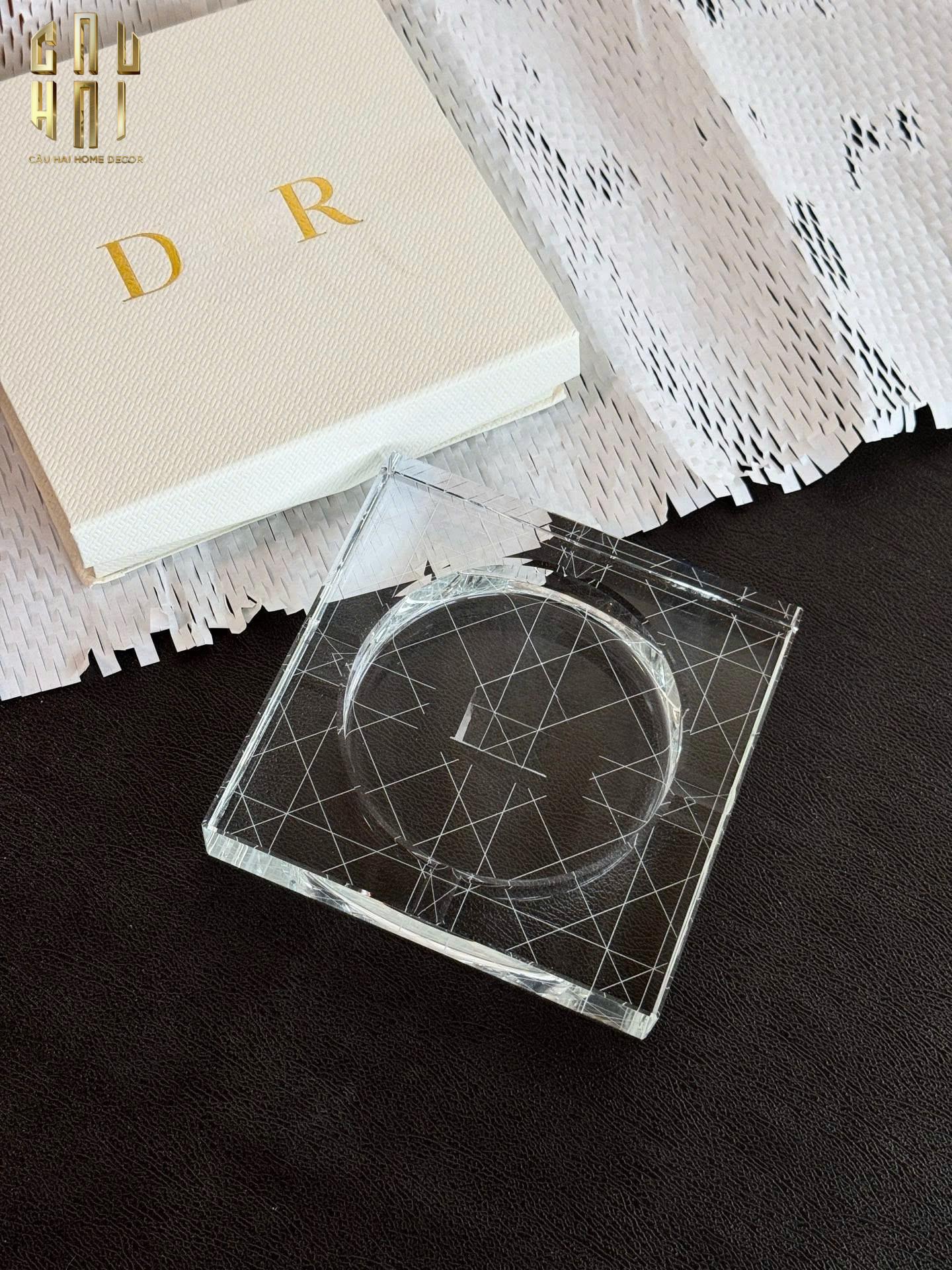 HOME COUTURE - GẠT TÀN CRYSTAL D.O ASHTRAY FULL BOX SIZE 15 - CẬU HAI HOME DECOR