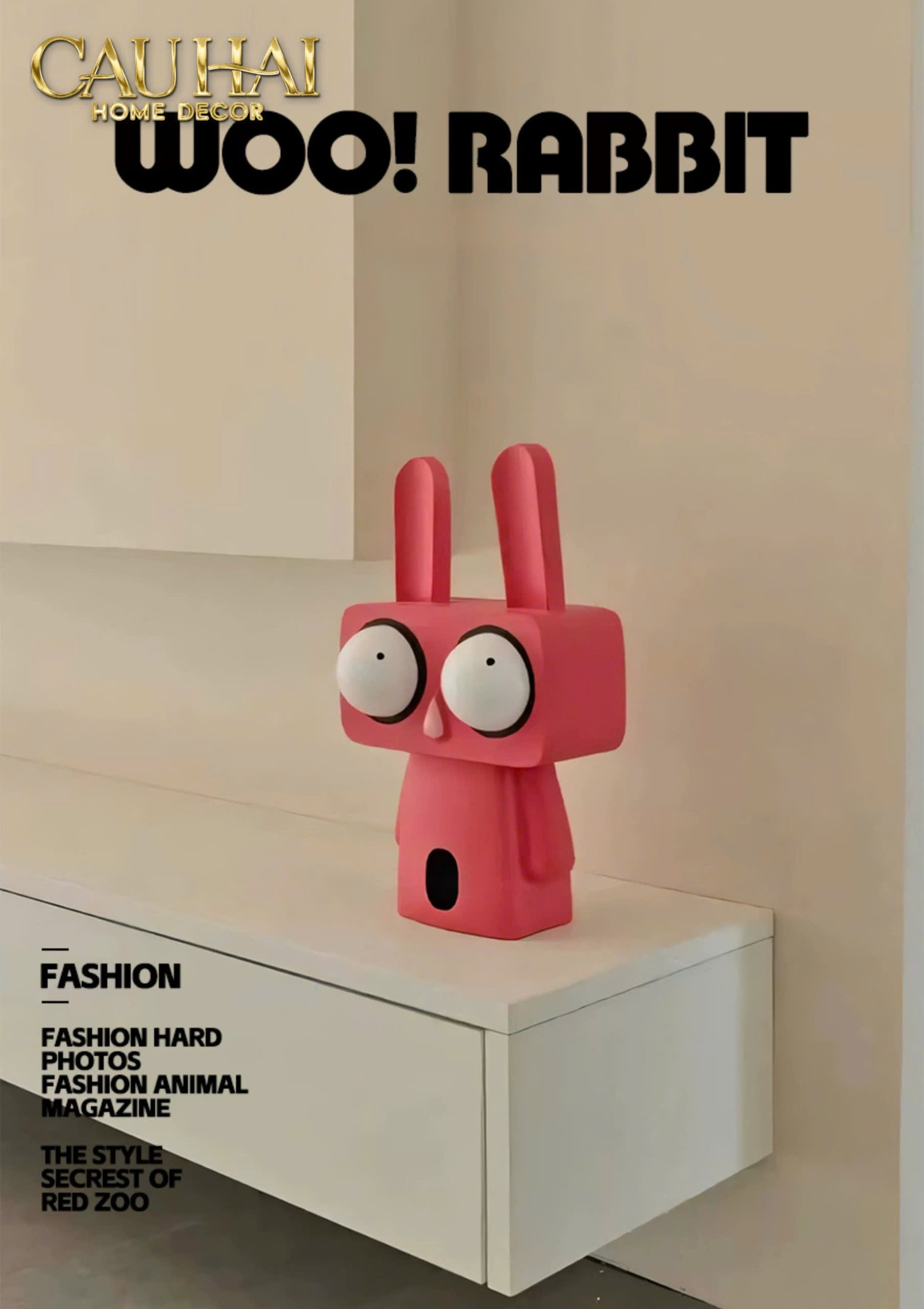 TƯỢNG THỎ ARTTOON BUBBLEGUM WOO LAPIN H33 - CẬU HAI HOME DECOR