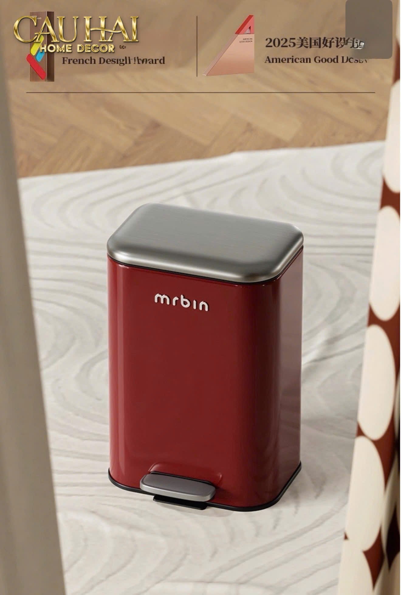 THÙNG RÁC MR BIN CRIMSON PEDAL 20L - CẬU HAI HOME DECOR