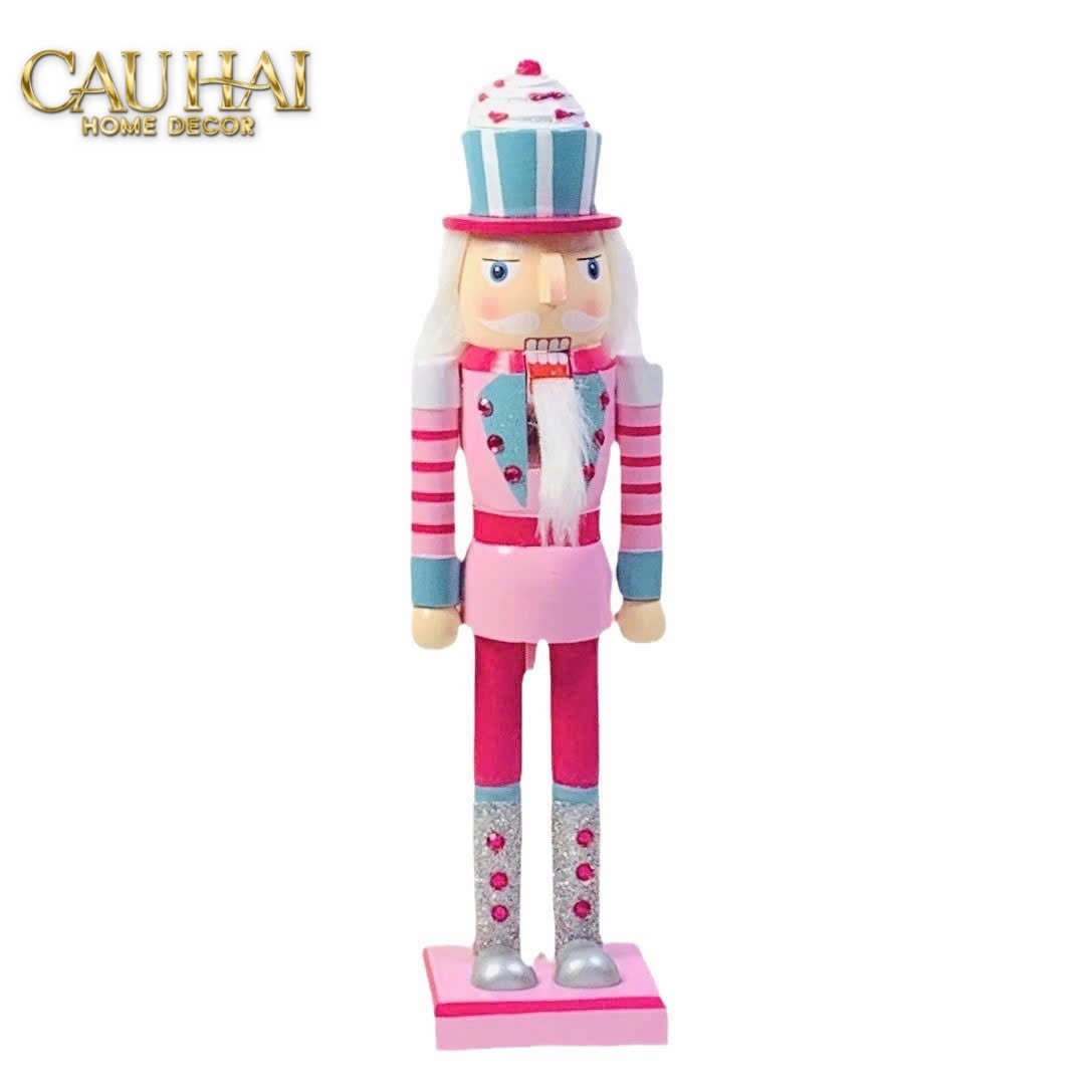 Fêtes Couture - Set 3 Tượng Nutcracker Cotton Candy Plush Pink 38Cm-CẬU HAI HOME DECOR