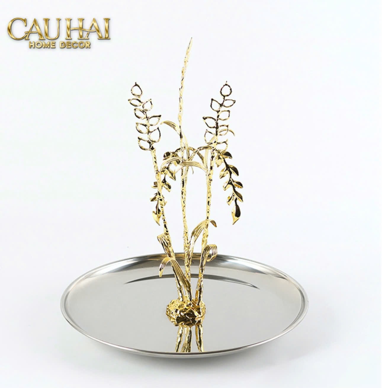 ELYSIAN - KHAY PLATINUM MÉTALLIQUE GOLDEN EUCALYPTUS BRANCH D30 - CẬU HAI HOME DECOR