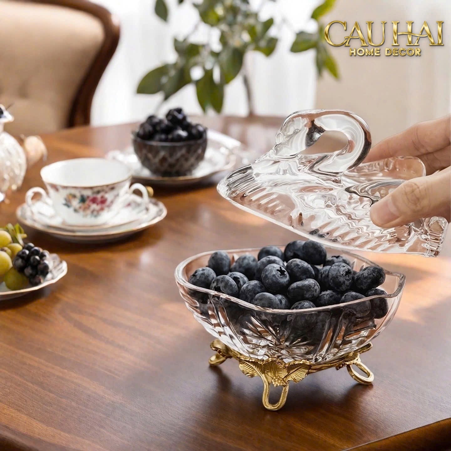 HOME COUTURE - LỌ KẸO THIÊN NGA SWAN DE L’ATHÈNES CRISTAL BONBONNIÈRE - CẬU HAI HOME DECOR