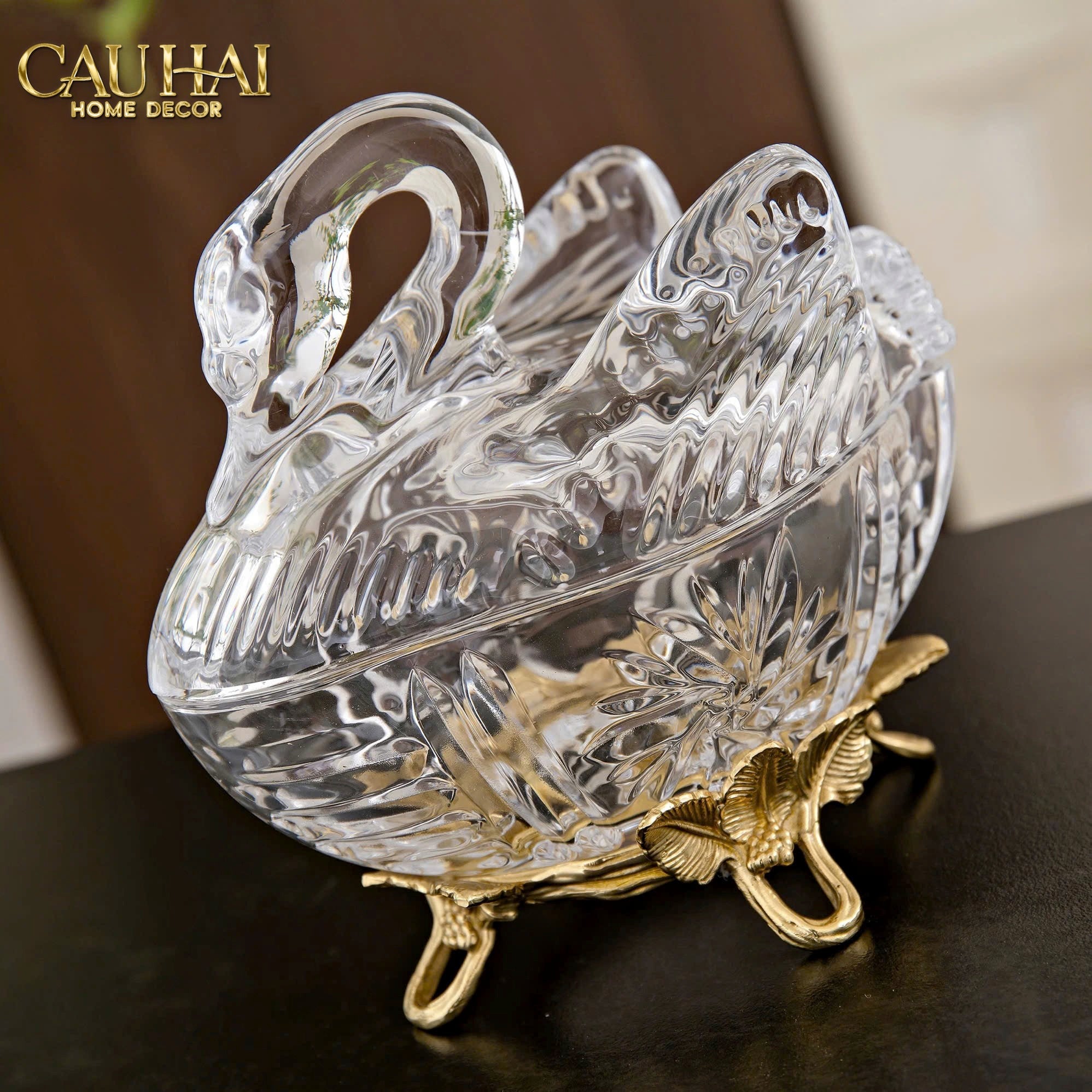 HOME COUTURE - LỌ KẸO THIÊN NGA SWAN DE L’ATHÈNES CRISTAL BONBONNIÈRE - CẬU HAI HOME DECOR