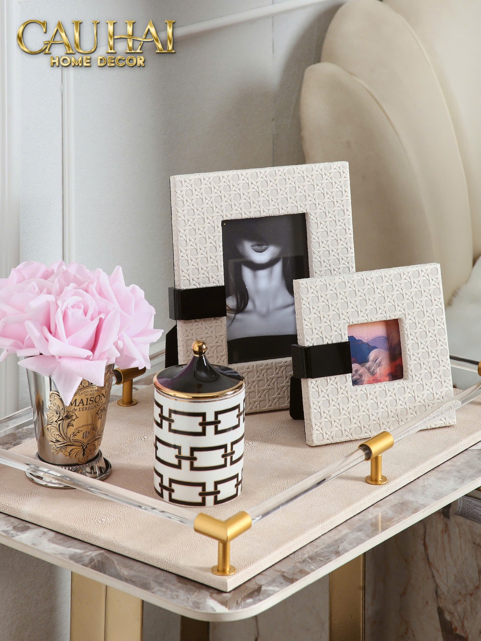 SET 2 KHUNG ẢNH WHITE PEARL CANNAGE - CẬU HAI HOME DECOR