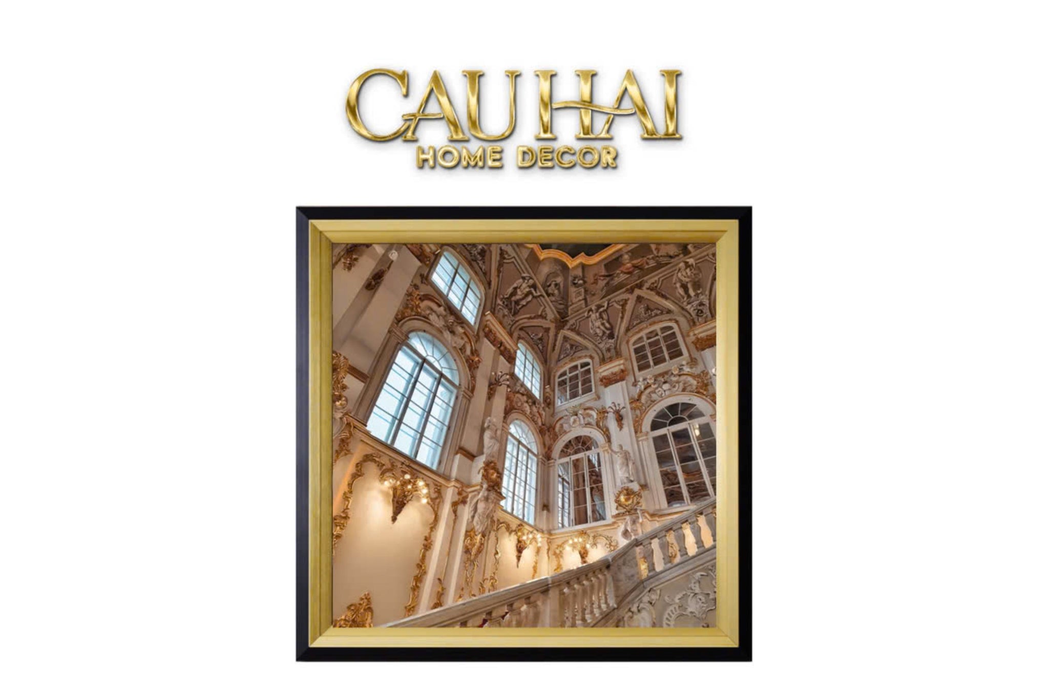 TRANH CANVAS BAROCCO IMPERIAL GRAND STAIRCASE 100X100CM - WOODY GLASS - CẬU HAI HOME DECOR