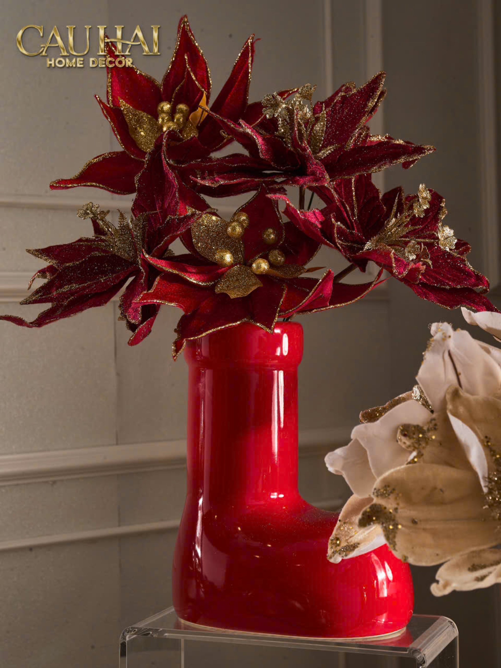 FÊTES COUTURE - BÌNH HOA ROUGE GLOSSY BUBBLR BOOT VASE - CẬU HAI HOME DECOR