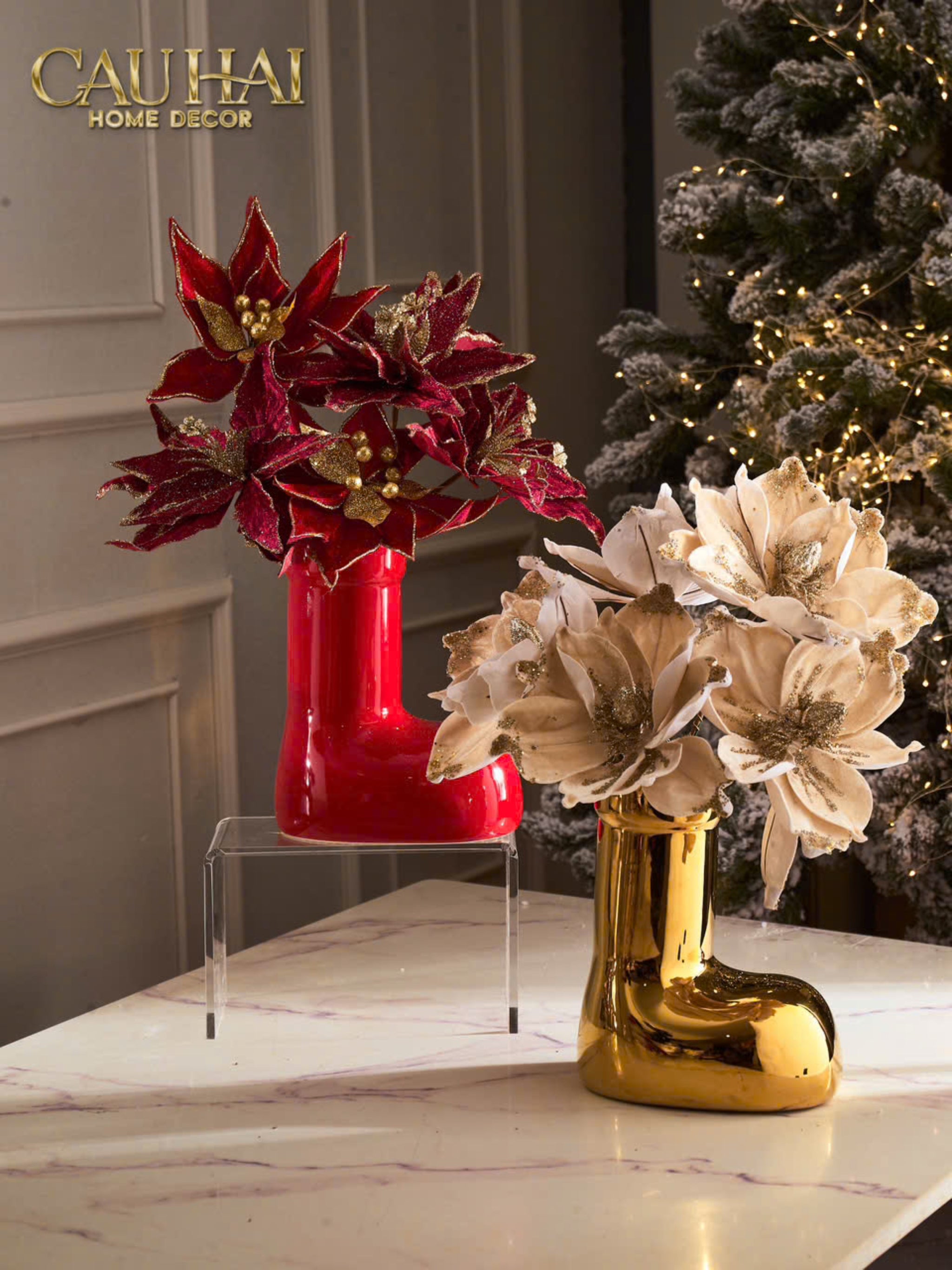 FÊTES COUTURE - BÌNH HOA ROUGE GLOSSY BUBBLR BOOT VASE - CẬU HAI HOME DECOR