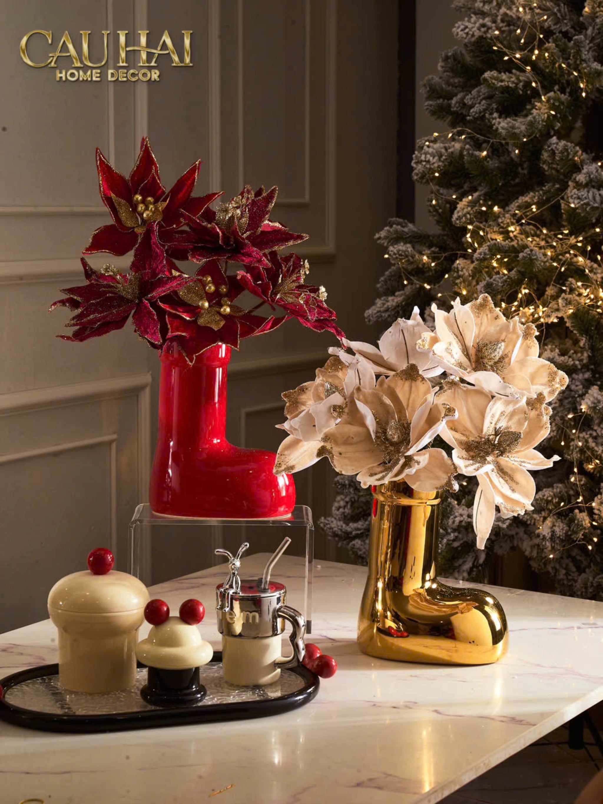 FÊTES COUTURE - BÌNH HOA ROUGE GLOSSY BUBBLR BOOT VASE - CẬU HAI HOME DECOR