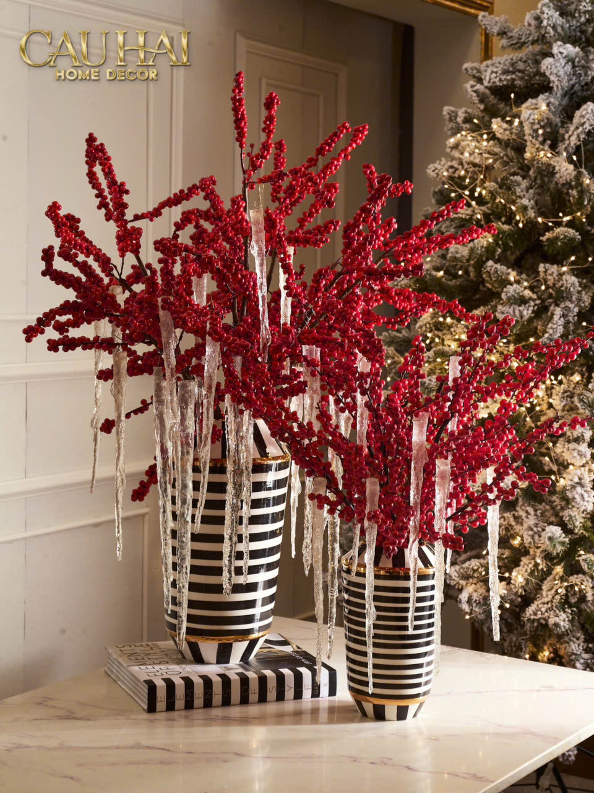 HOME COUTURE - BÌNH HOA ELITE METROPOLIS SOHO STRIPE ART H26/H40 - CẬU HAI HOME DECOR