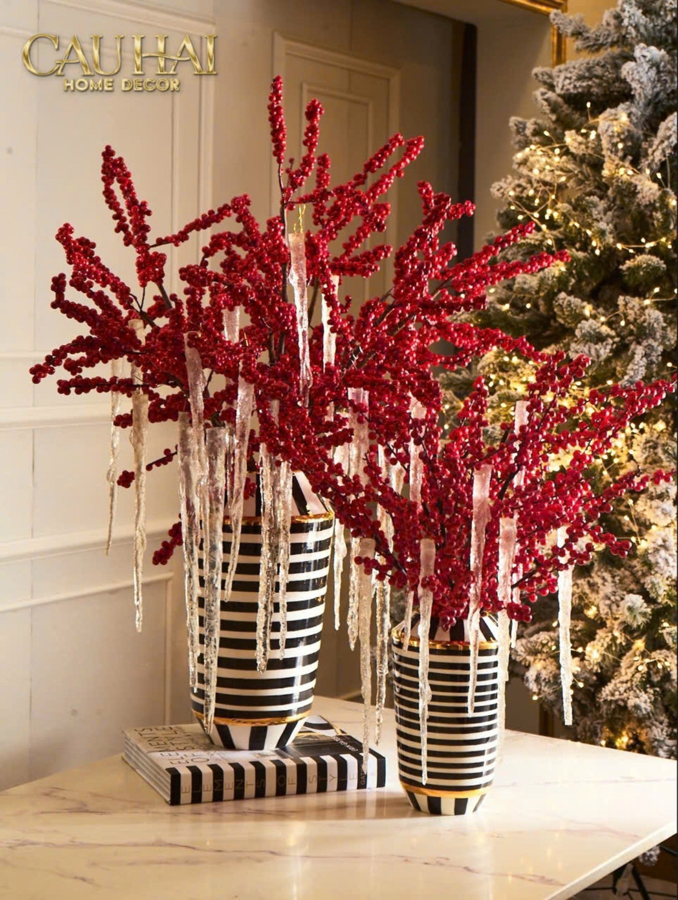 HOME COUTURE - BÌNH HOA ELITE METROPOLIS SOHO STRIPE ART H26/H40 - CẬU HAI HOME DECOR