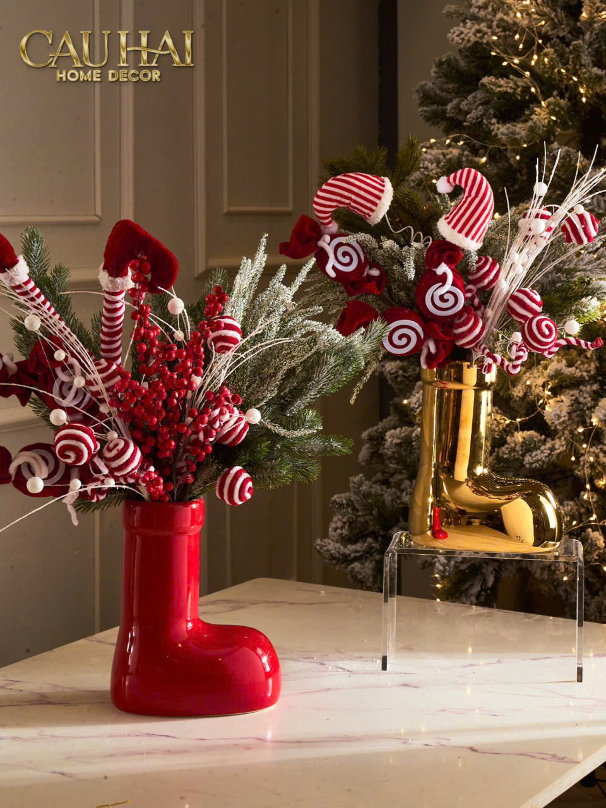 FÊTES COUTURE - BÌNH HOA ROUGE GLOSSY BUBBLR BOOT VASE - CẬU HAI HOME DECOR