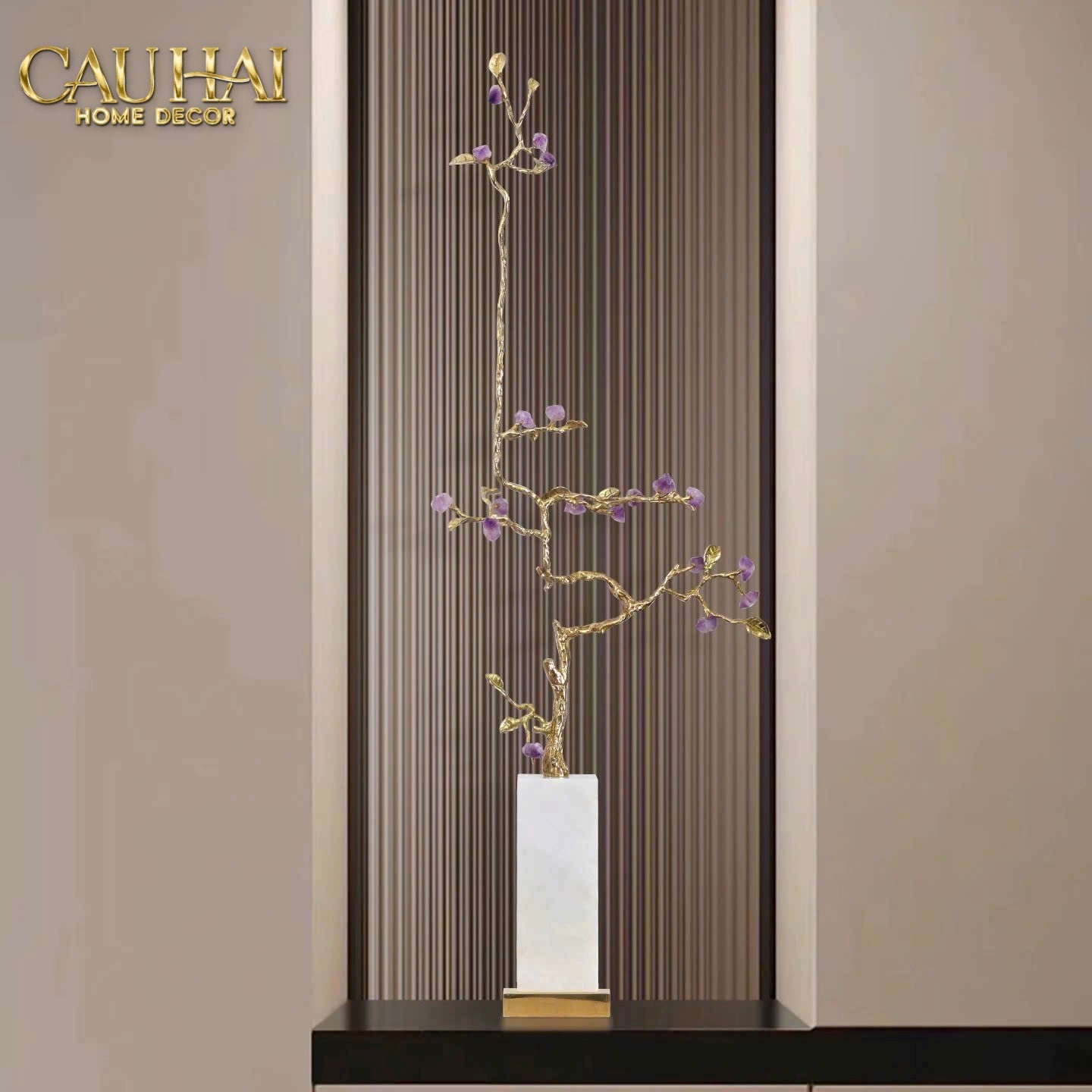 HOME COUTURE - TƯỢNG LÚA MÌ BRASSON ÉPI DORÉ AMÉTHYSTE PREMIÈRE GALERIE - CẬU HAI HOME DECOR