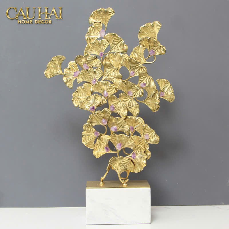 HOME COUTURE - TƯỢNG LÁ NGÂN HẠNH BRASSON JEWELRY GINKGO - CẬU HAI HOME DECOR