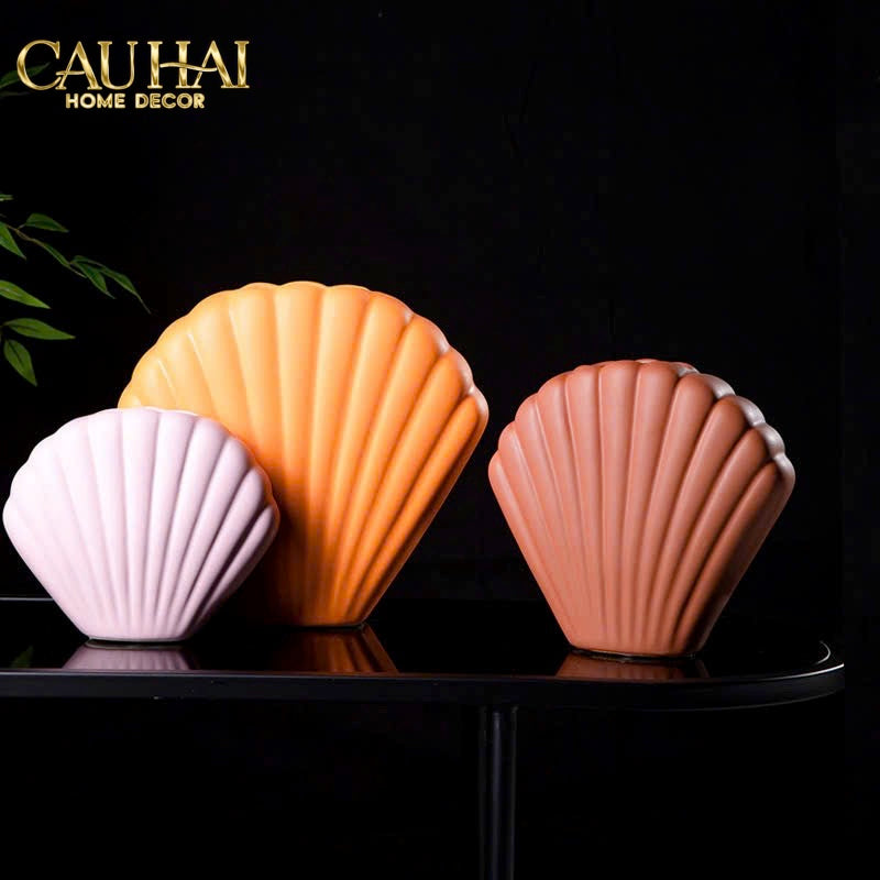 BÌNH HOA VỎ SÒ SIENNA COASTAL SHELL VASE H25 - CẬU HAI HOME DECOR