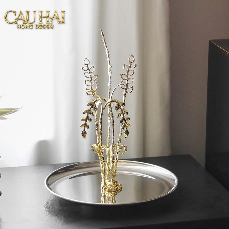 ELYSIAN - KHAY PLATINUM MÉTALLIQUE GOLDEN EUCALYPTUS BRANCH D30 - CẬU HAI HOME DECOR
