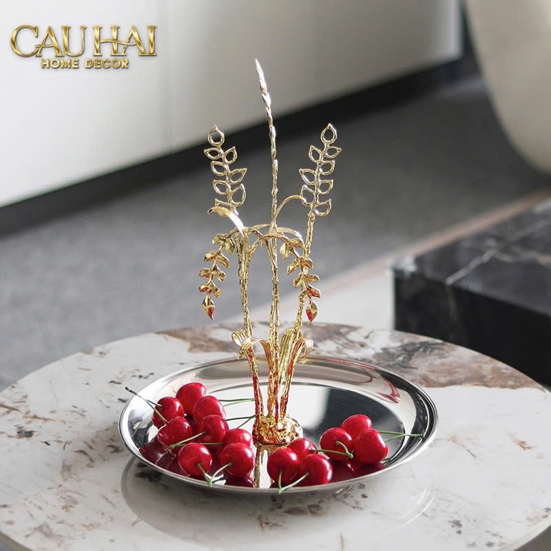 ELYSIAN - KHAY PLATINUM MÉTALLIQUE GOLDEN EUCALYPTUS BRANCH D30 - CẬU HAI HOME DECOR