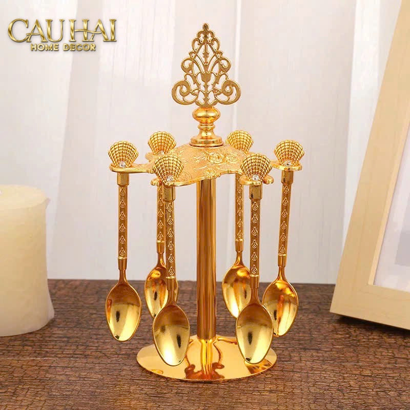 SET MUỖNG PERSIAN GOLD COFFEE SPOON BABYLON 6PCS - CẬU HAI HOME DECOR