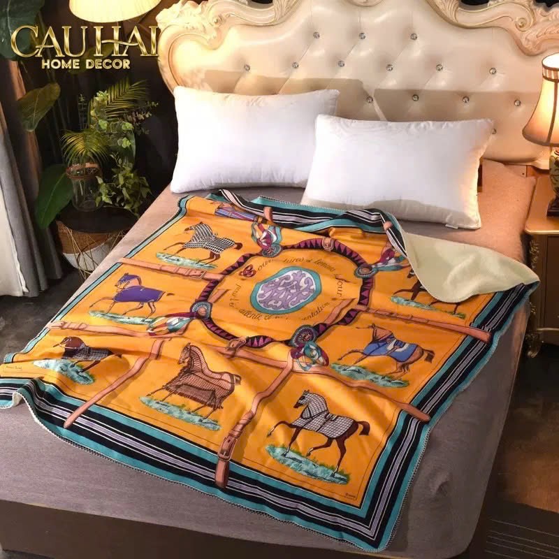 CHĂN CASHMERE 150 x 200 COUTURE - CHEVAUX D’ORANGE - CẬU HAI HOME DECOR