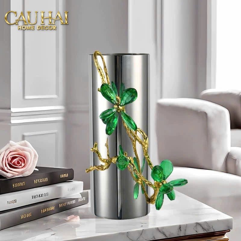 HOME COUTURE - BÌNH HOA PLATIUM MÉTALLIQUE BRANCHE ÉMERAUDE - CẬU HAI HOME DECOR
