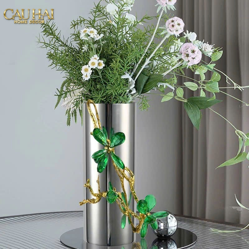 HOME COUTURE - BÌNH HOA PLATIUM MÉTALLIQUE BRANCHE ÉMERAUDE - CẬU HAI HOME DECOR