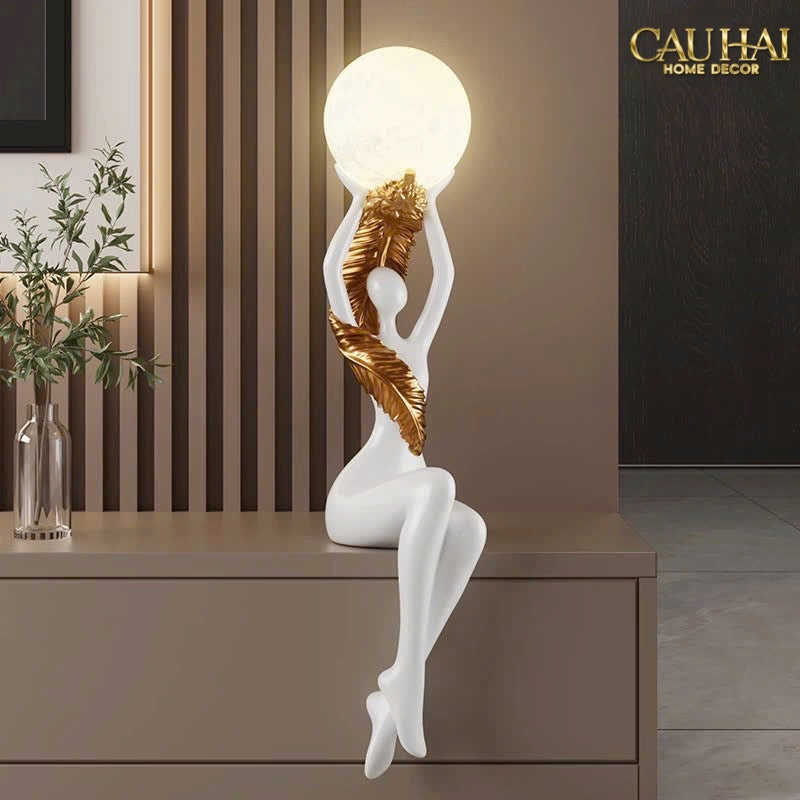 HOME COUTURE - TƯỢNG ĐÈN LUNA SERENE DIVINE FIGURINE 59CM - CẬU HAI HOME DECOR