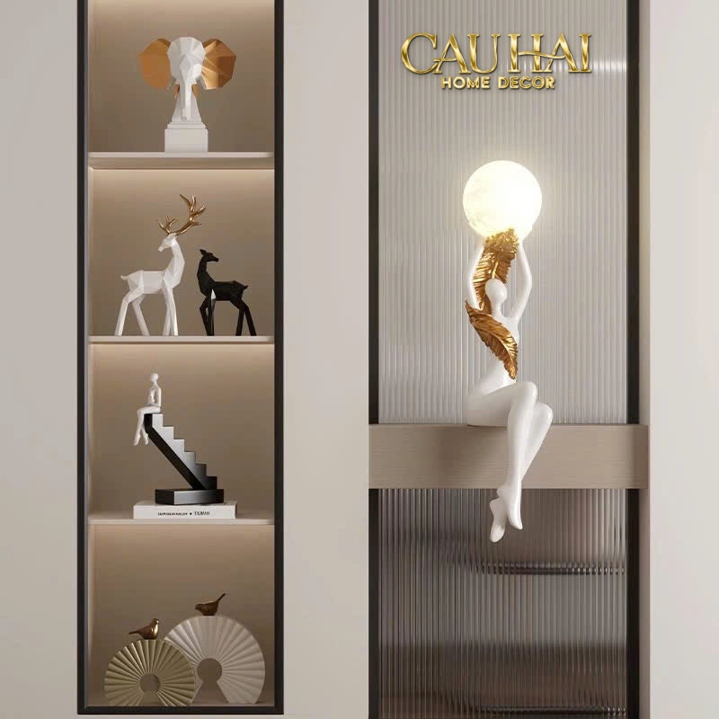 HOME COUTURE - TƯỢNG ĐÈN LUNA SERENE DIVINE FIGURINE 59CM - CẬU HAI HOME DECOR