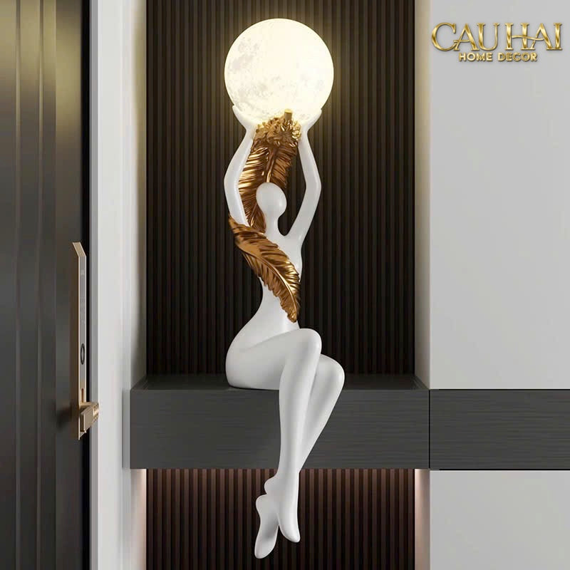 HOME COUTURE - TƯỢNG ĐÈN LUNA SERENE DIVINE FIGURINE 59CM - CẬU HAI HOME DECOR