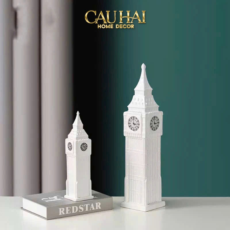 TƯỢNG THÁP EIFFEL OPAL WHITE TOWER H32 - CẬU HAI HOME DECOR