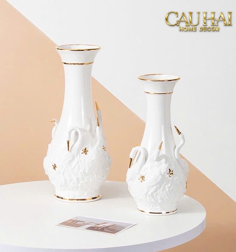 HOME COUTURE - BÌNH HOA THIÊN NGA - ODETTE IMPÉRIALE SWAN PRINCESS VASE H31 - CẬU HAI HOME DECOR