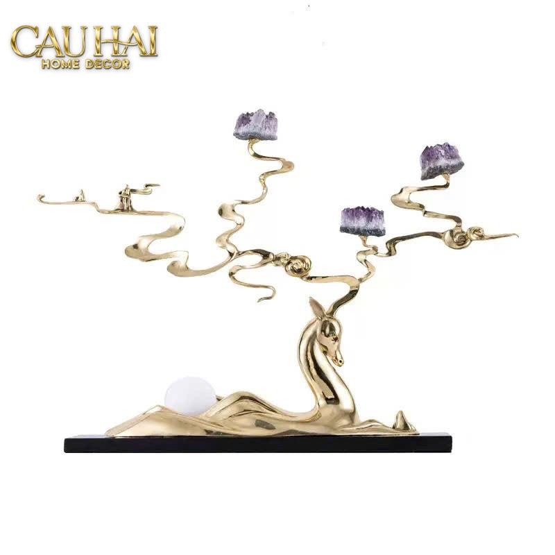 HOME COUTURE - TƯỢNG LÚA MÌ BRASSON ÉPI DORÉ AMÉTHYSTE PREMIÈRE GALERIE - CẬU HAI HOME DECOR