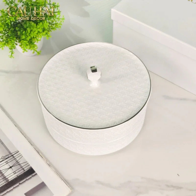 Gift Box Hộp Bánh Mứt DO Blanc D’Ivoire Porcelain Élégance Fêtes Plateau-CẬU HAI HOME DECOR