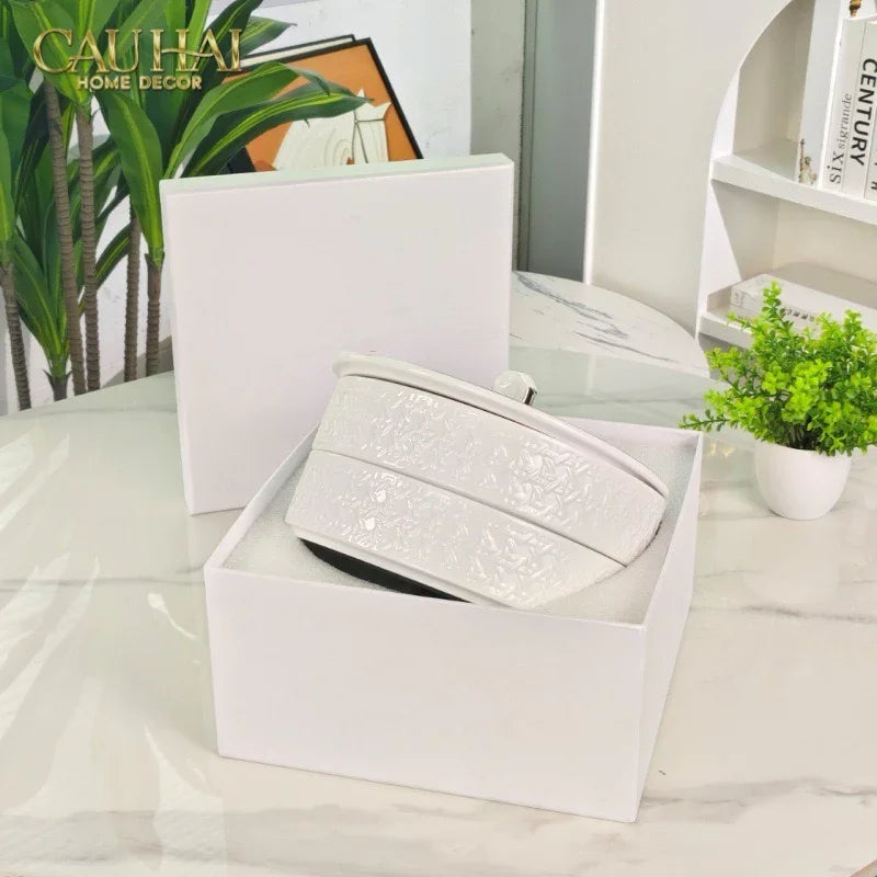 Gift Box Hộp Bánh Mứt DO Blanc D’Ivoire Porcelain Élégance Fêtes Plateau-CẬU HAI HOME DECOR
