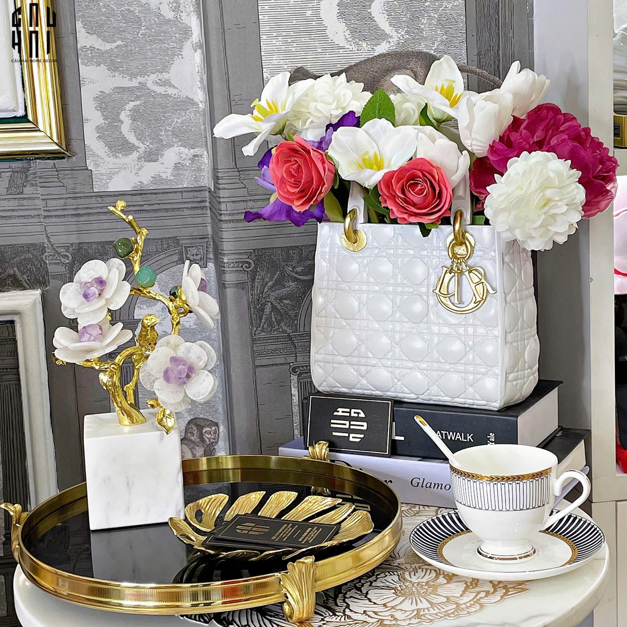 GIỎ CẮM HOA COMPOSITE D.O - CẬU HAI HOME DECOR