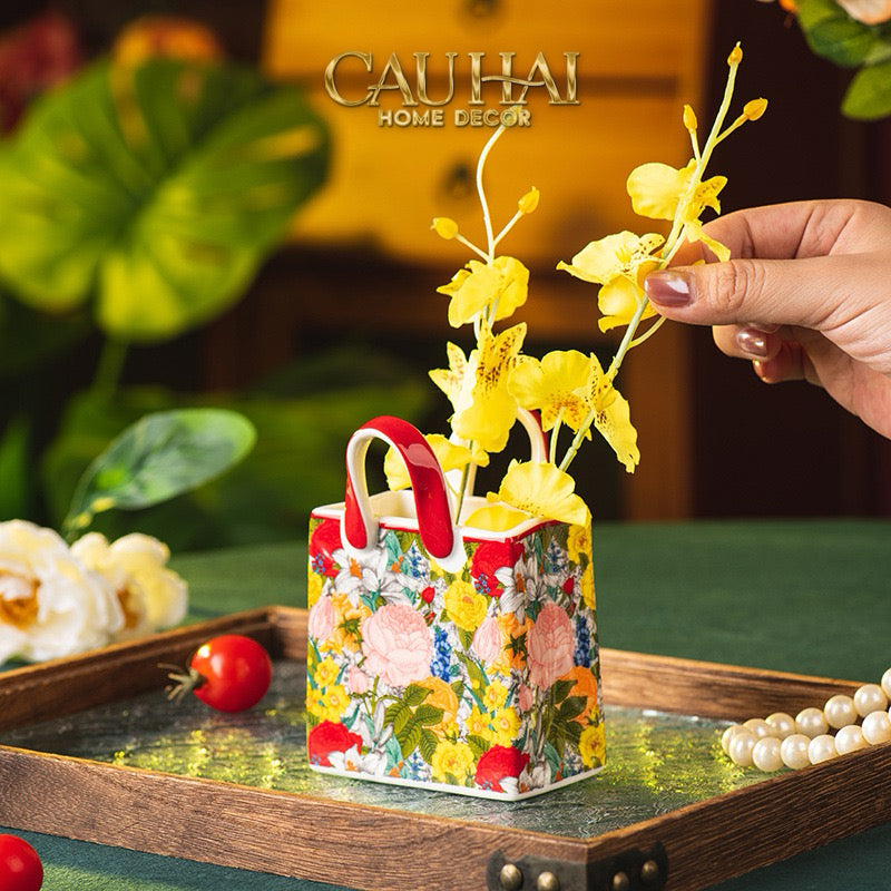 Giỏ Hoa Gốm Sứ Ceramic Floral-CẬU HAI HOME DECOR