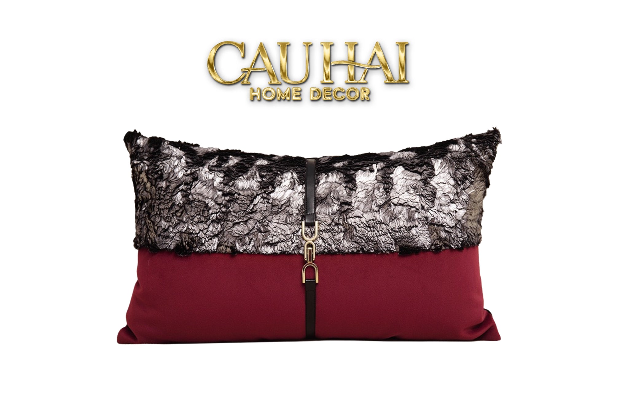 GỐI BURGUNDY VELVET SANGRIA METALLIC 30x50 - CẬU HAI HOME DECOR