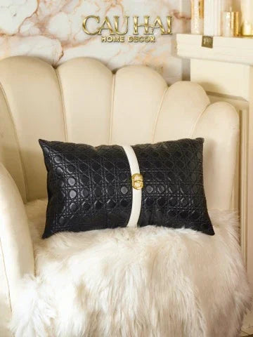 Gối Da D.O Cannage Belt Savoir 30X50-CẬU HAI HOME DECOR