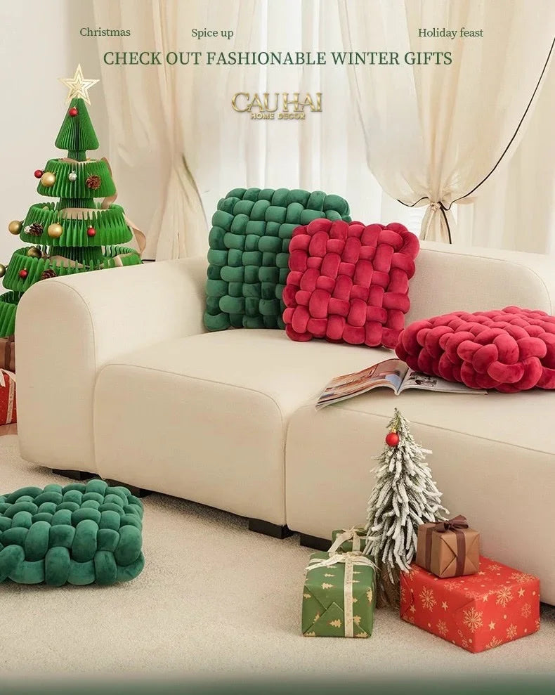 Gối Đan Sweet Burgundy Biscuits-CẬU HAI HOME DECOR