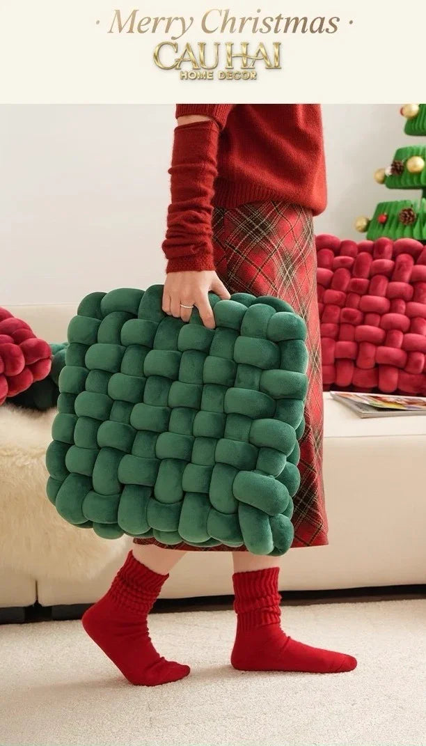 Gối Đan Sweet Burgundy Biscuits-CẬU HAI HOME DECOR