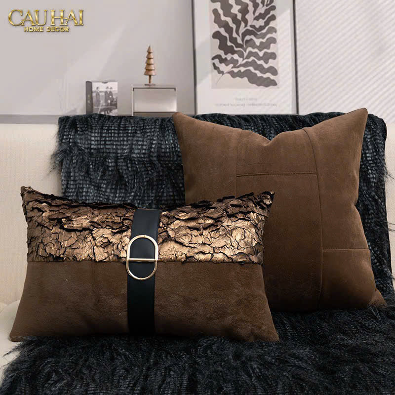 GỐI JACQUARD GALLIANO D’Or BRONZE LEATHER 30x50 - CẬU HAI HOME DECOR