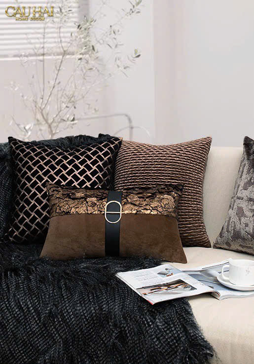 GỐI JACQUARD GALLIANO D’Or BRONZE LEATHER 30x50 - CẬU HAI HOME DECOR